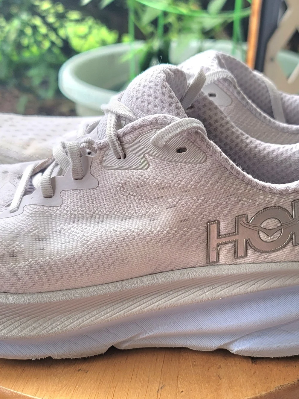 Hoka Clifton 9 White and Light Blue Women's Running Shoes 8.5 B